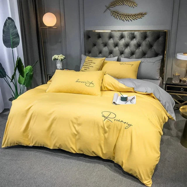 EmbroiLux Bedding - Elegant Luxury Duvet Cover with Embroidered Design