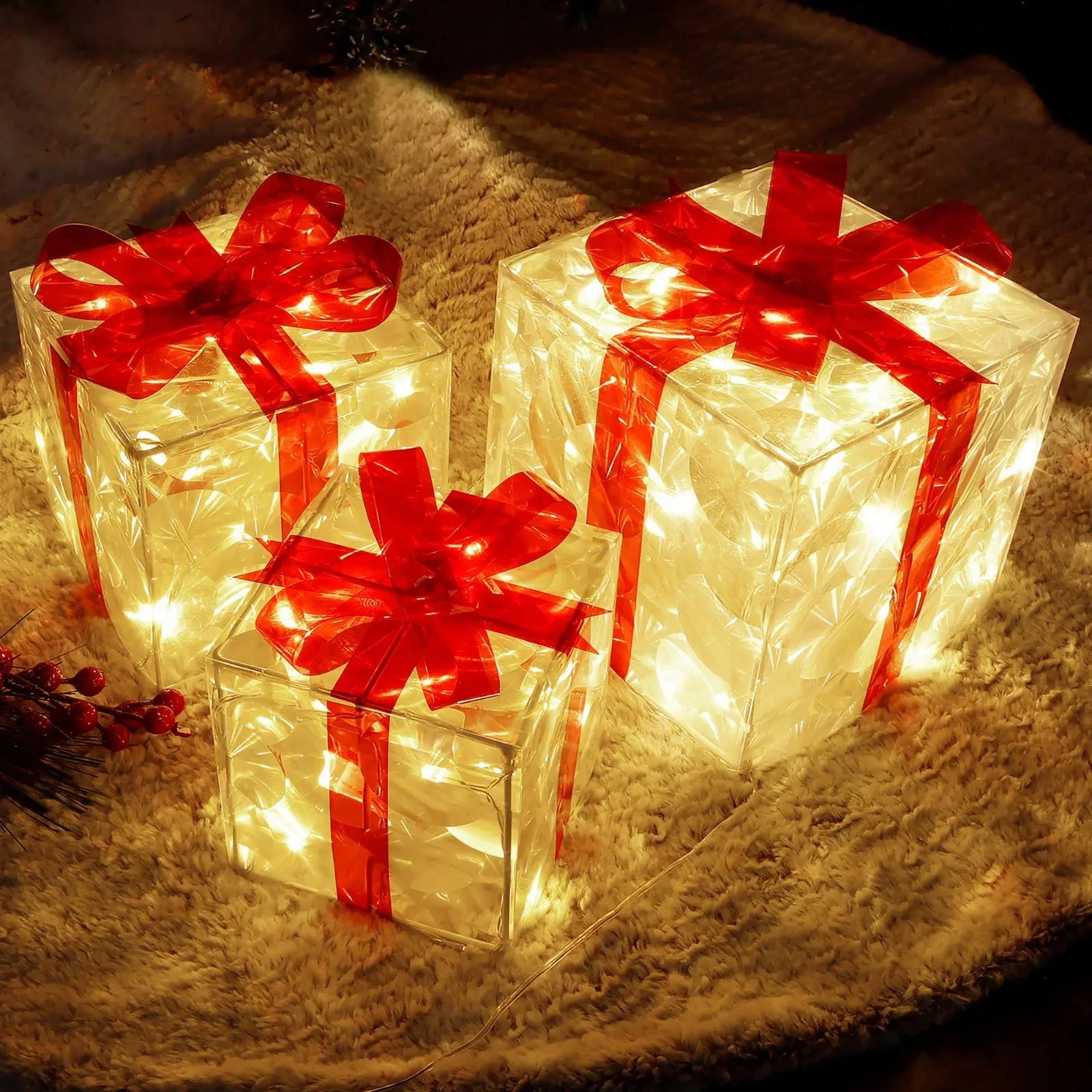 EclatDeNoel Christmas Decoration - Enchanting Light-Up Christmas Gift Box