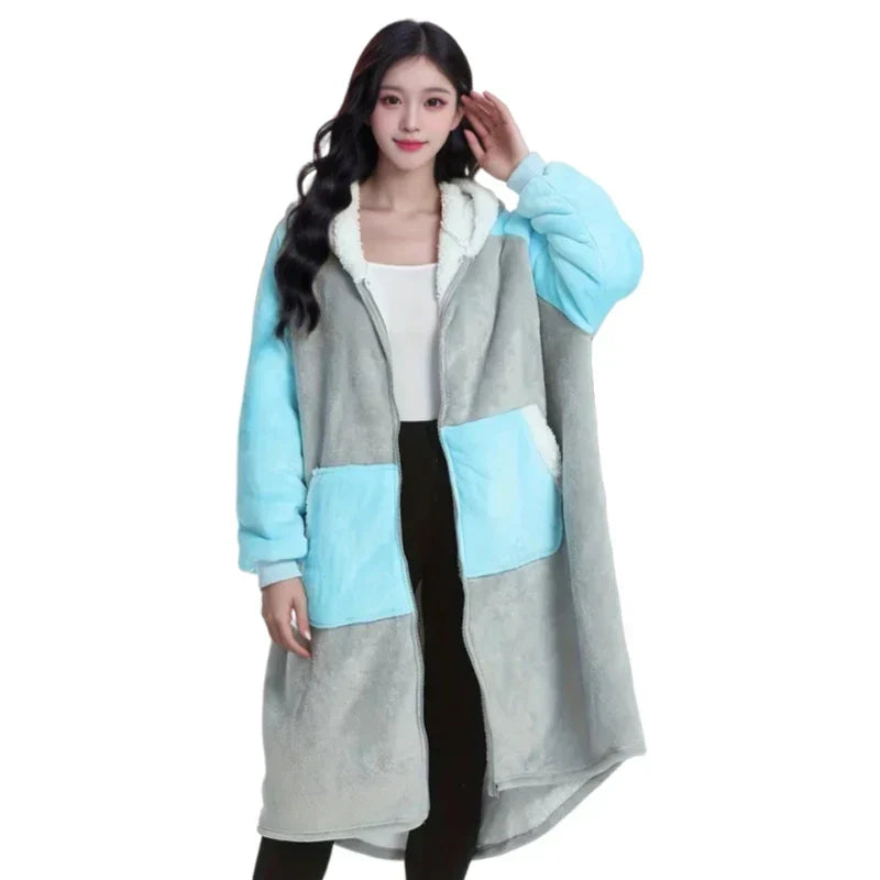 PlaidCozy Hoodie - Luxurious Oversized Fleece with Zipper