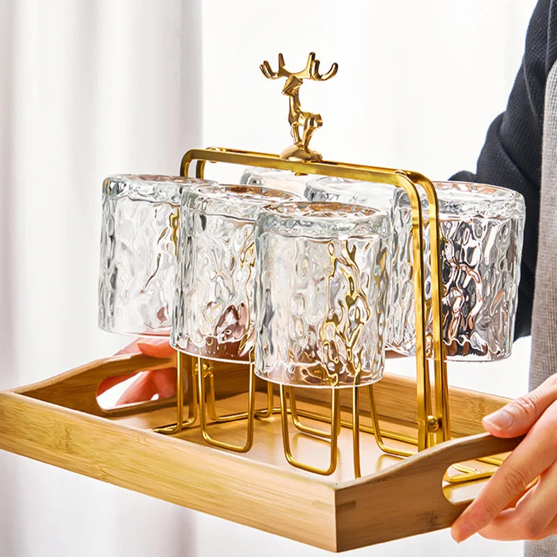 Glacio Glass Cupholder - Glass Party Holder with Reindeer Design for Luxurious Whiskey Experience
