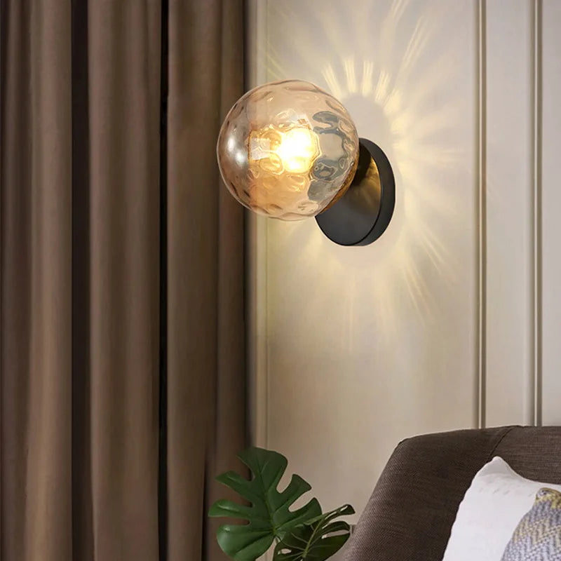 LuxeGlow - Stylish Gold Wall Lamp with Glass Sphere