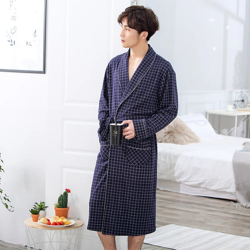PlaidRobe - Luxury Cotton Bathrobe with Plaid Pattern