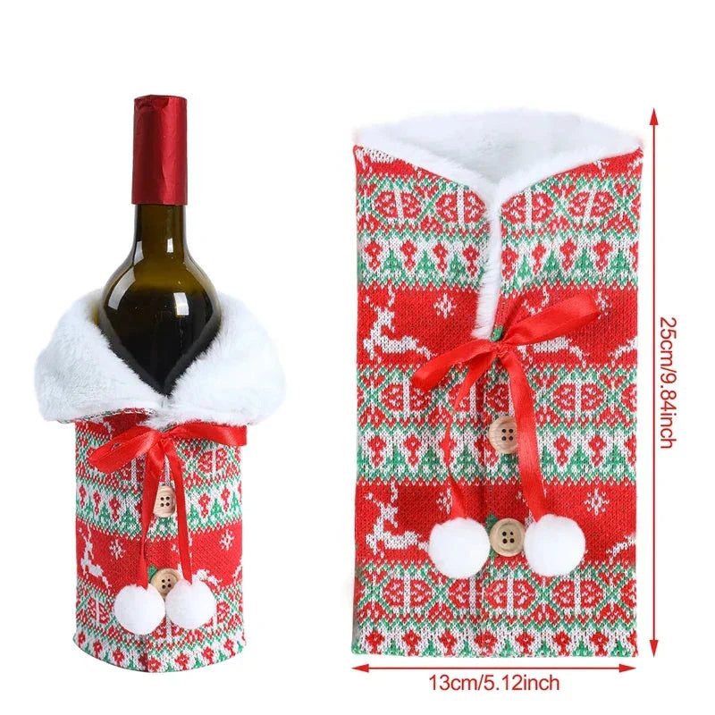 Festive Cheers Wine Bottle Cover - Elegant Wine Bottle Cover for the Holidays
