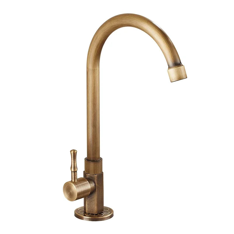 Elegant Gooseneck Kitchen Faucets in Antique Brass