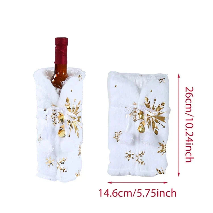 Festive Cheers Wine Bottle Cover - Elegant Wine Bottle Cover for the Holidays