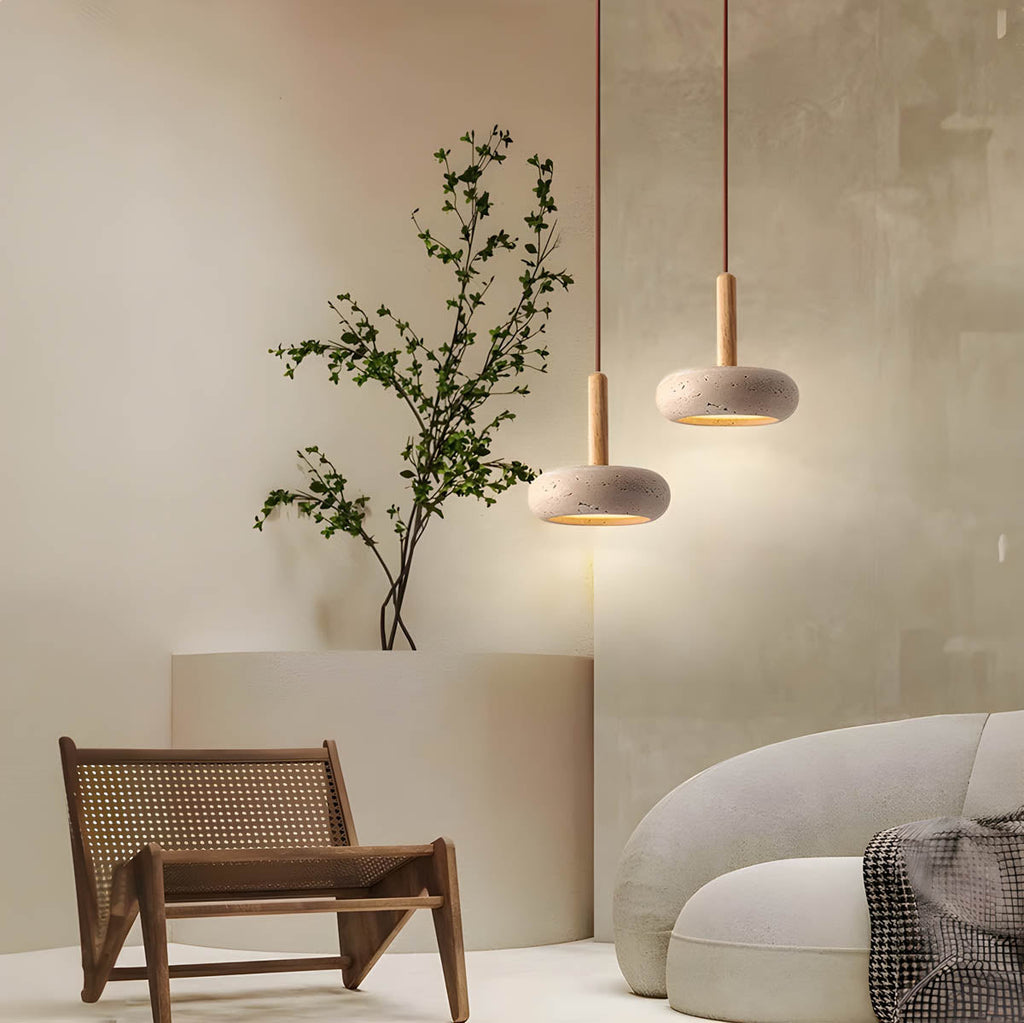 GlowStone Ceiling Light - Natural Travertine LED Pendant Lamp