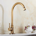 Elegant Swan Neck Kitchen Faucets of Antique Brass