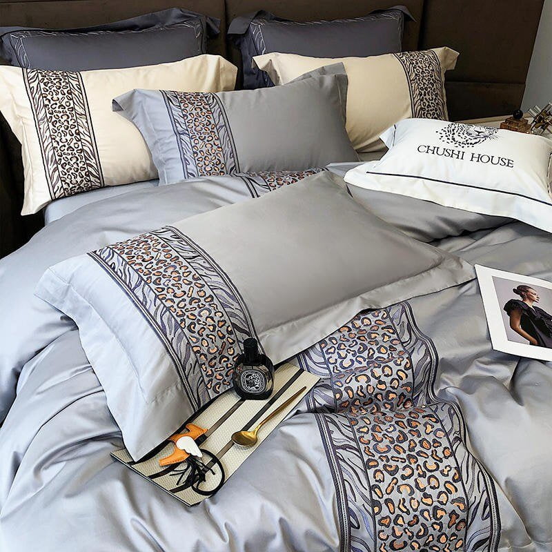 Leopard Grey – Luxury Egyptian Cotton Duvet Cover Set