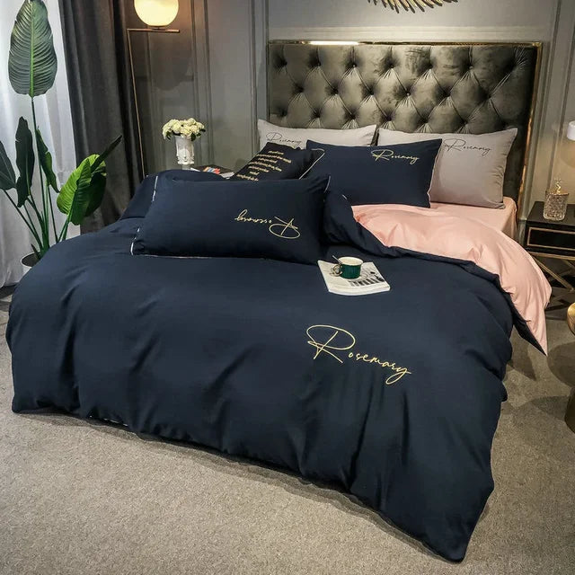 EmbroiLux Bedding - Elegant Luxury Duvet Cover with Embroidered Design