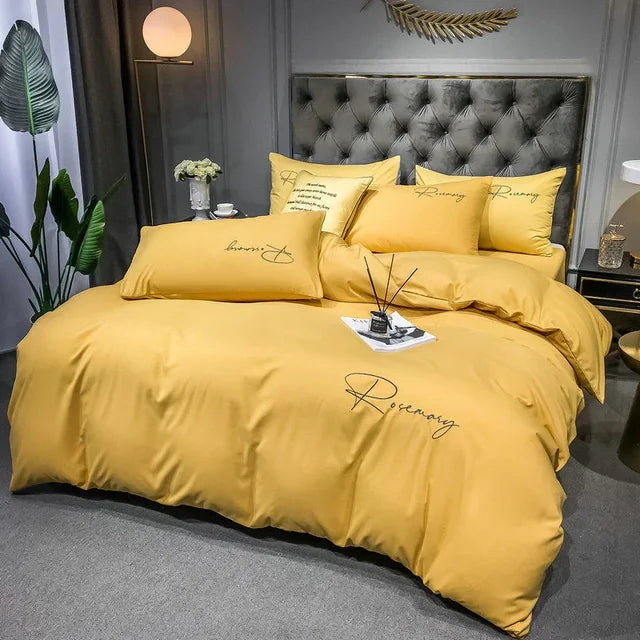 EmbroiLux Bedding - Elegant Luxury Duvet Cover with Embroidered Design