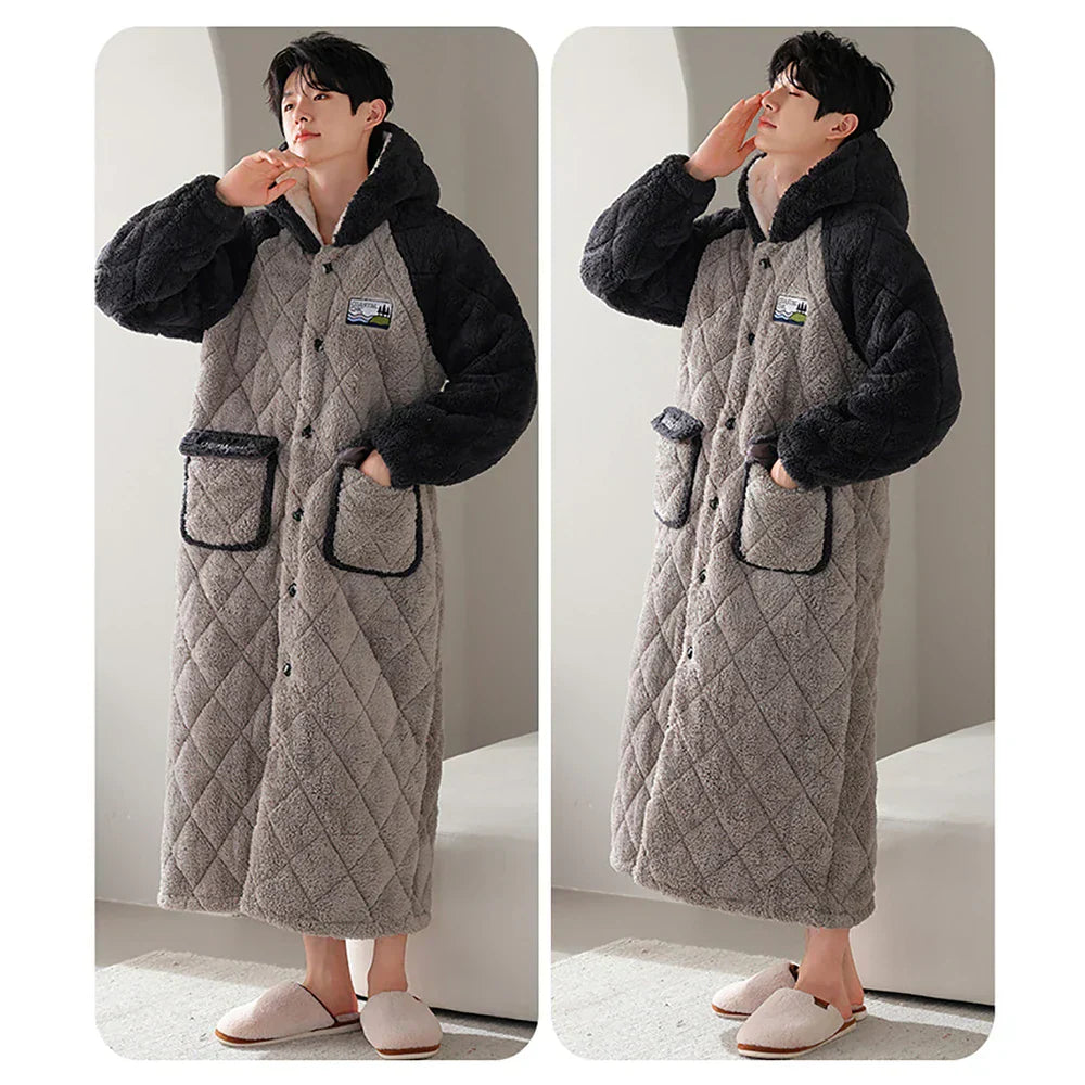 HoodedComfort Badjas - Luxe Flanellen Badjas met Capuchon