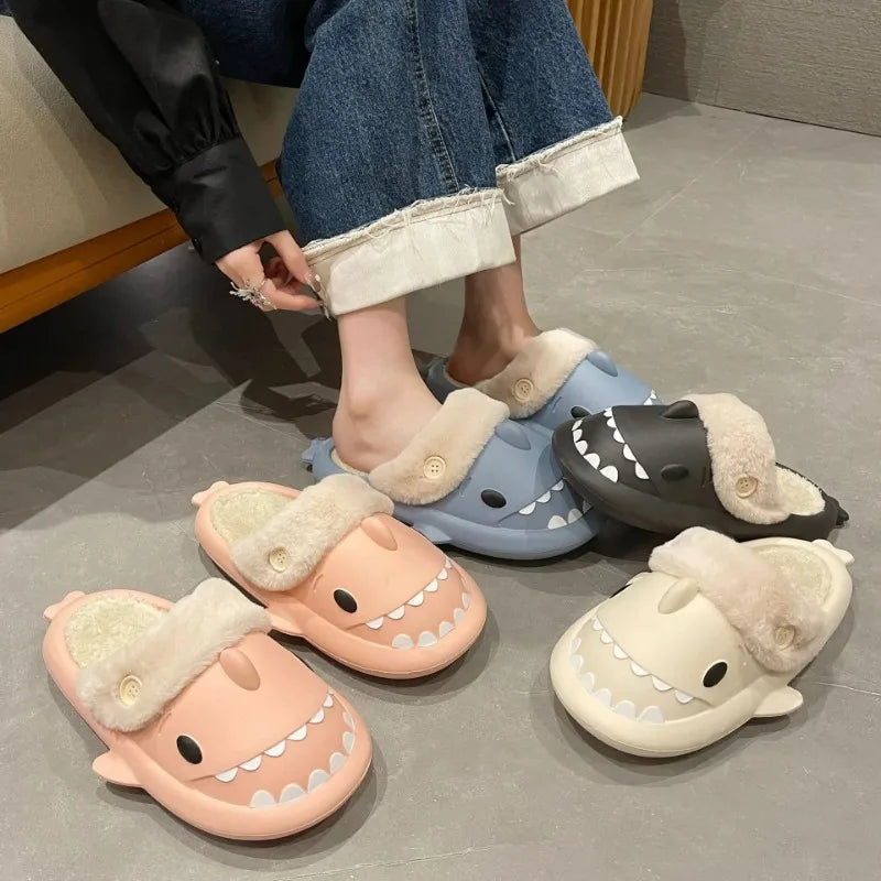 SharkSlippers - Playful Shark Cotton Slippers for Comfortable Indoor Use