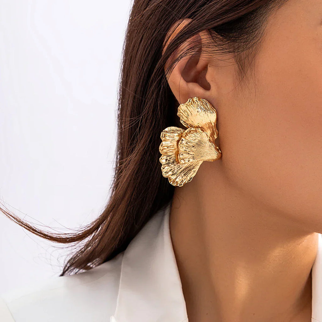 BlossomMetal Earrings – Elegant Metal Petals
