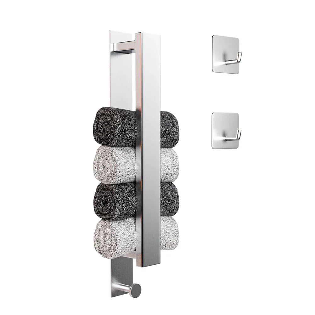Modern Self-Adhesive Towel Rack - in Silver and Black