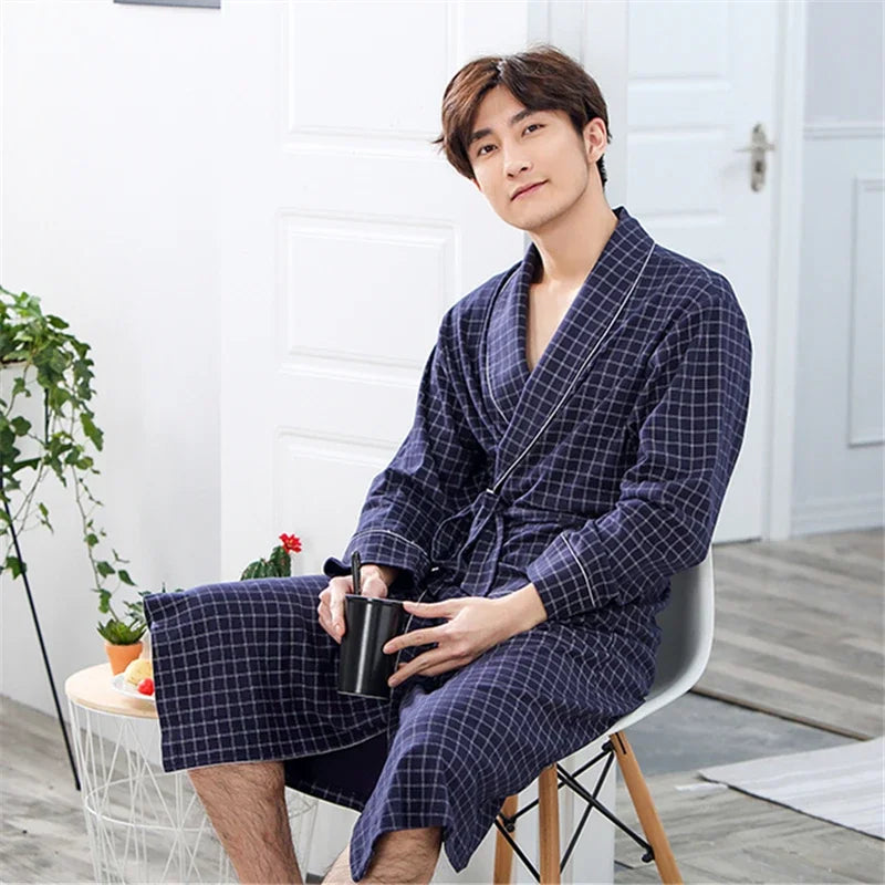 PlaidRobe - Luxury Cotton Bathrobe with Plaid Pattern