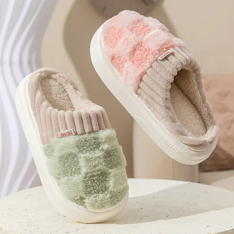 Dreamy Feet Slippers - Trendy Checked Cotton Slippers for Optimal Comfort