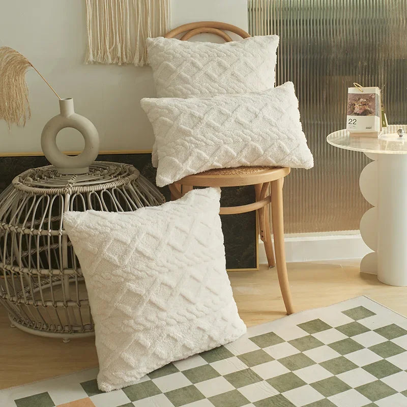 SilkAura Décor Cushion Cover - Luxury Comfort with Geometric Jacquard