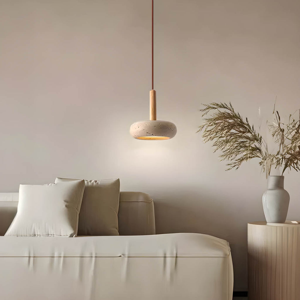 GlowStone Ceiling Light - Natural Travertine LED Pendant Lamp