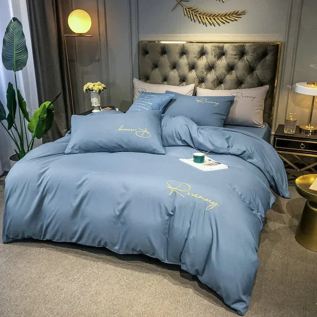 EmbroiLux Bedding - Elegant Luxury Duvet Cover with Embroidered Design