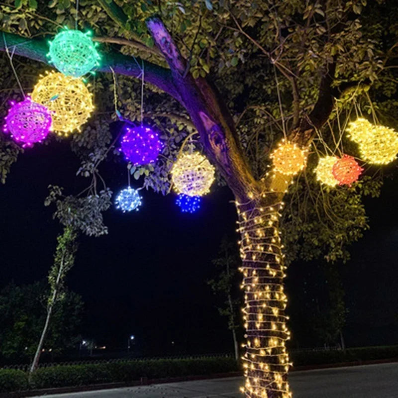 Sphere Rattan Festoon Lights - Elegant Rattan Festoon Lights for Every Occasion