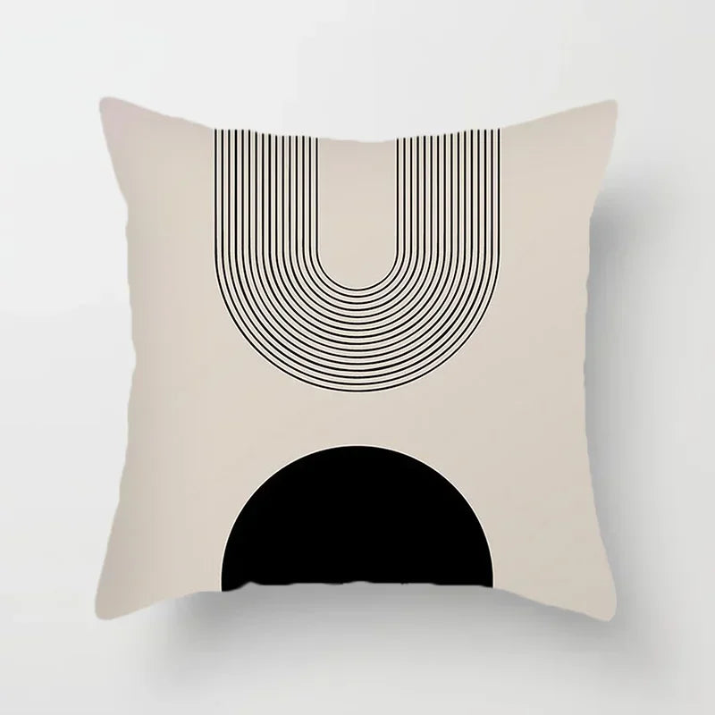 Aurum Cushion Cover - Modern Black and White Cushion Cover with Abstract Art Print