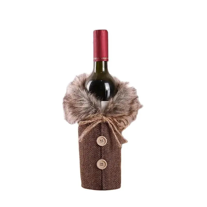 Festive Cheers Wine Bottle Cover - Elegant Wine Bottle Cover for the Holidays