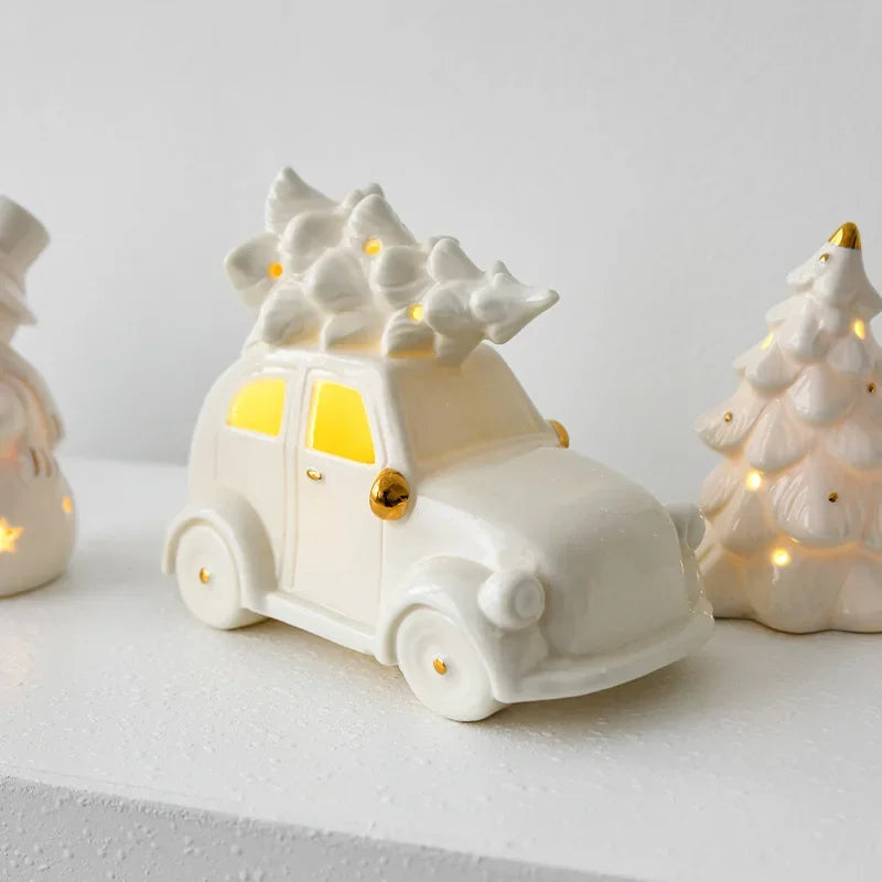 Magical Christmas Decoration - Light-Up Ceramic Snowman for Festive Decor