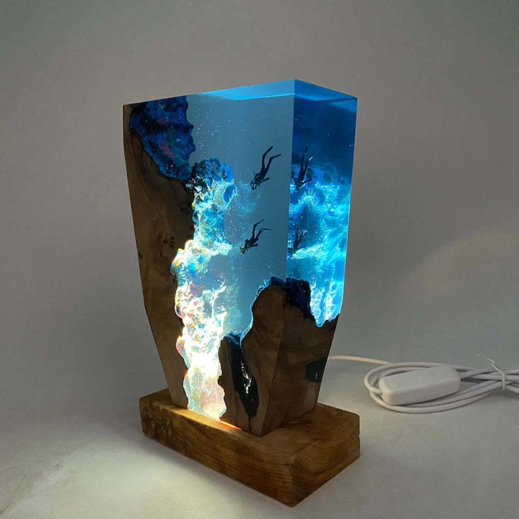 OceanGlow Luxe Illuminating Table Lamp – Serene Epoxy Resin with USB Charging