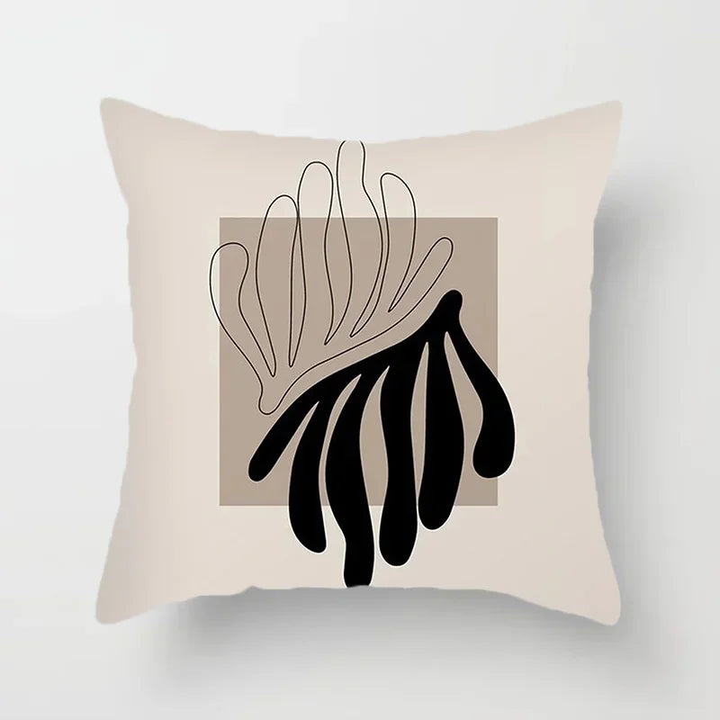Aurum Cushion Cover - Modern Black and White Cushion Cover with Abstract Art Print