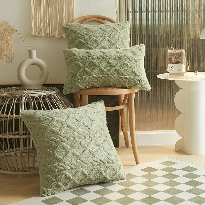 SilkAura Décor Cushion Cover - Luxury Comfort with Geometric Jacquard