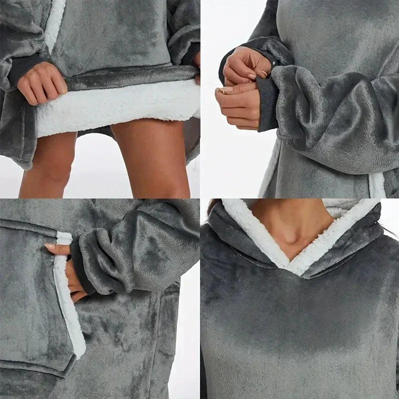 SnugFit Hoody Blanket - Luxury Flannel with Sherpa