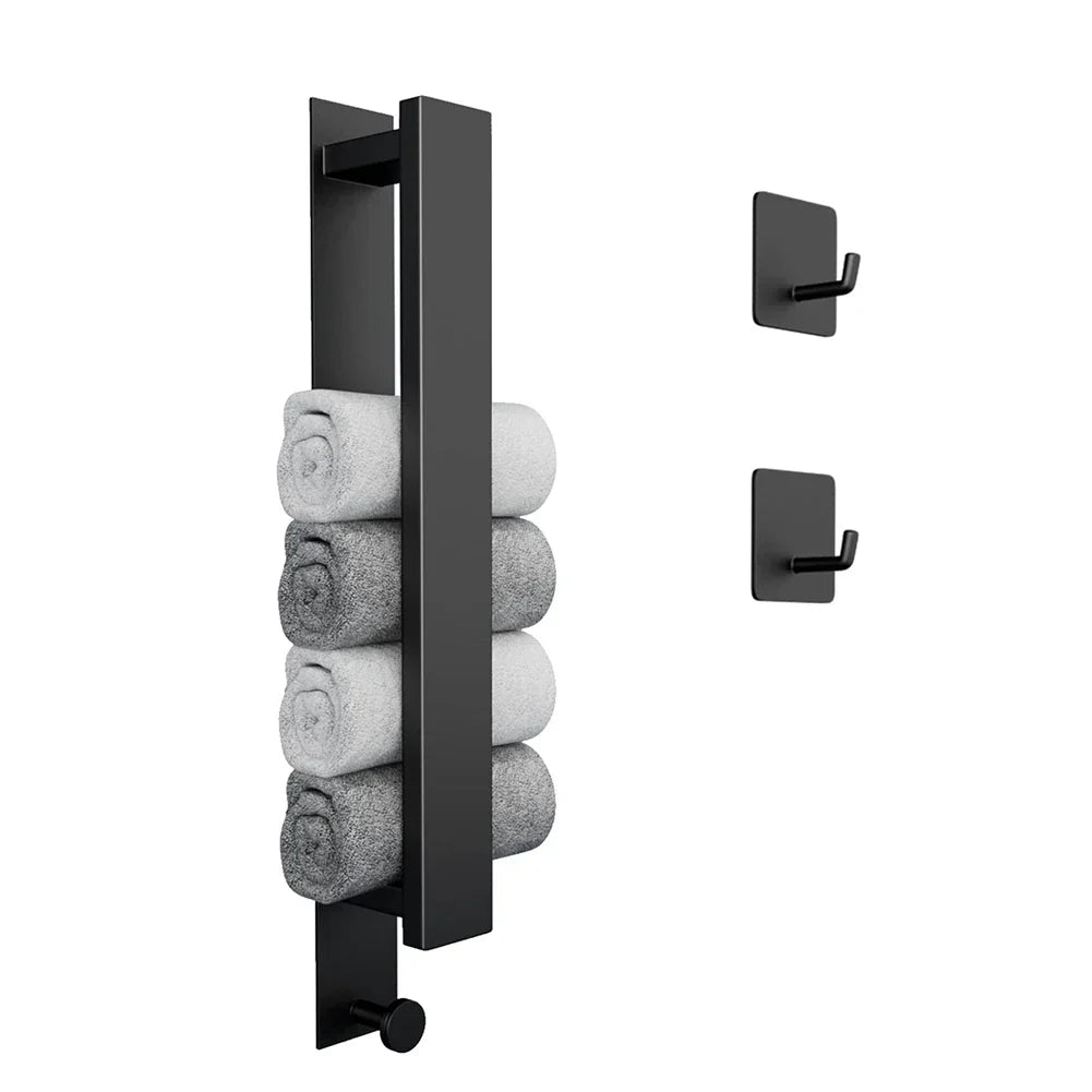 Modern Self-Adhesive Towel Rack - in Silver and Black
