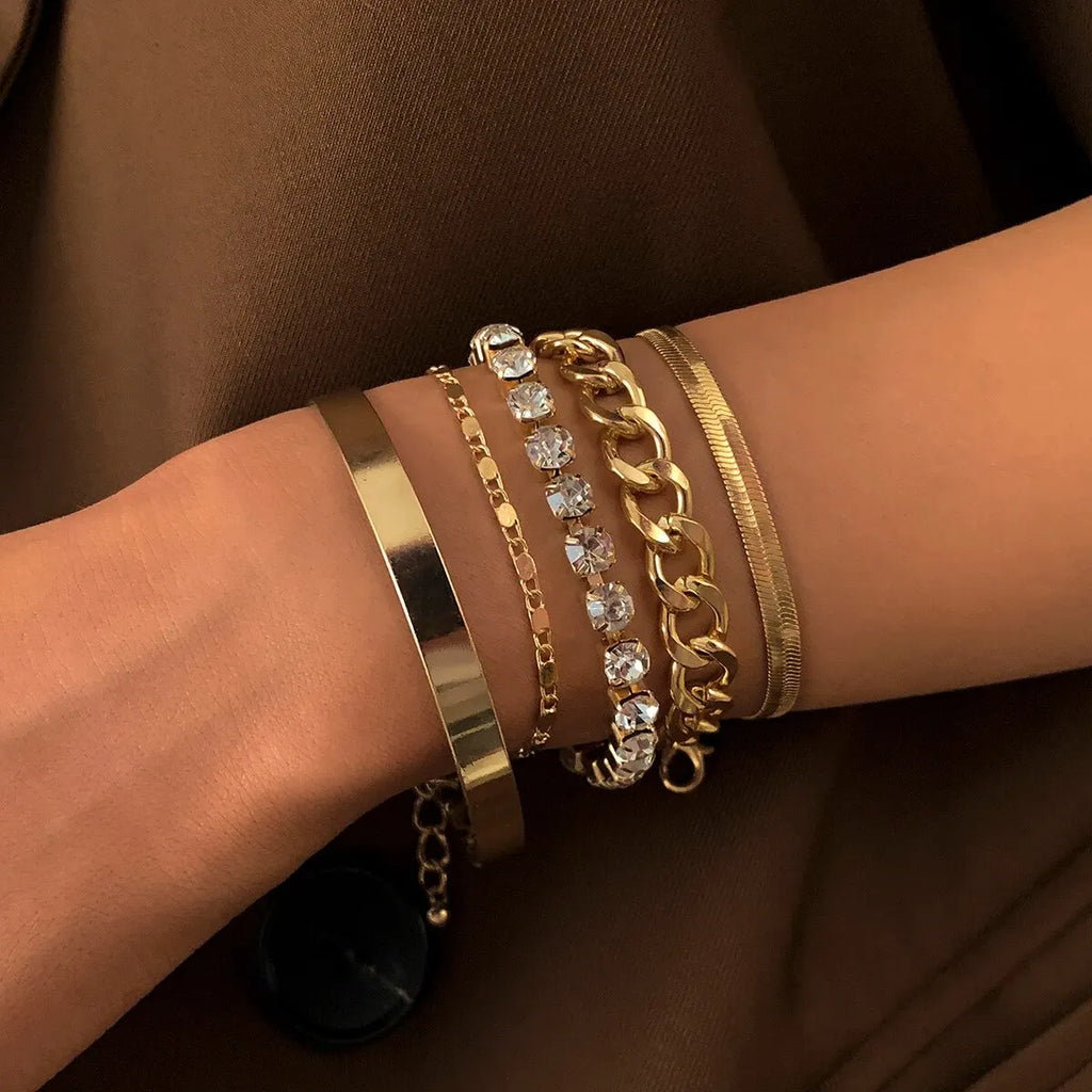 SnakeEdge Bracelet Set - 5-piece Snake Chain in Metal