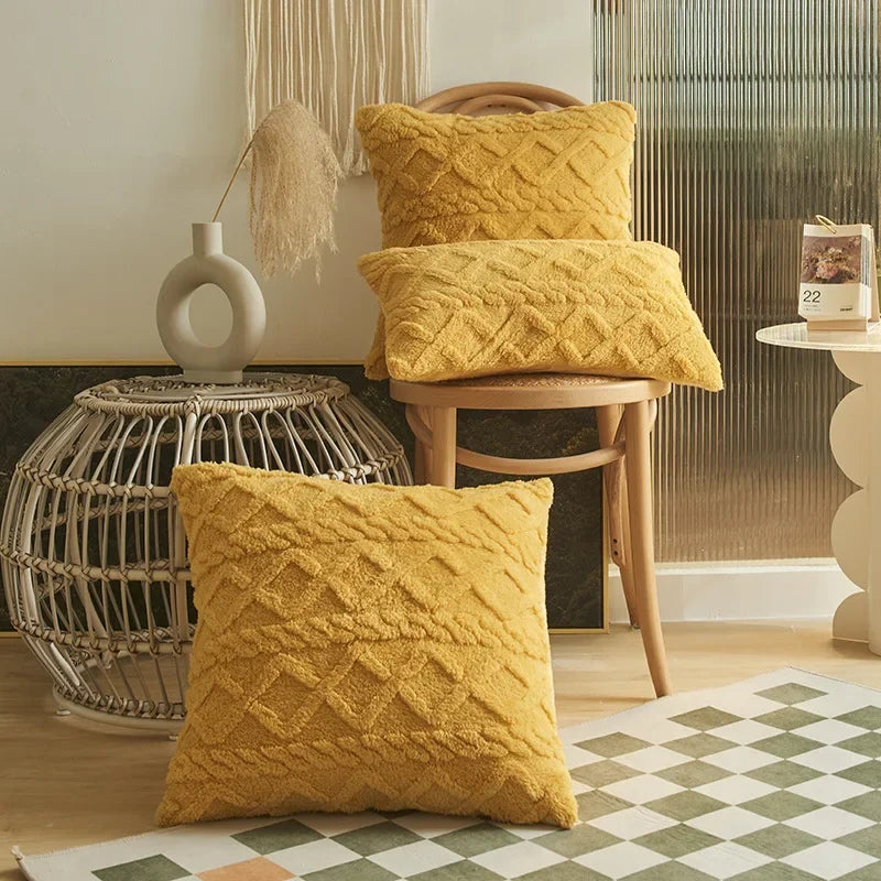 SilkAura Décor Cushion Cover - Luxury Comfort with Geometric Jacquard