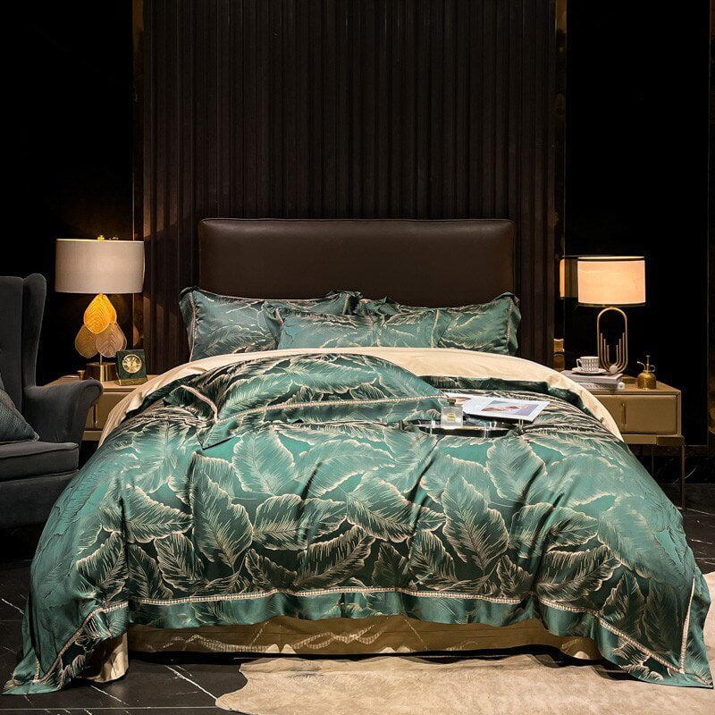 Verdant Leavescape – Luxury Egyptian Cotton Duvet Cover Set