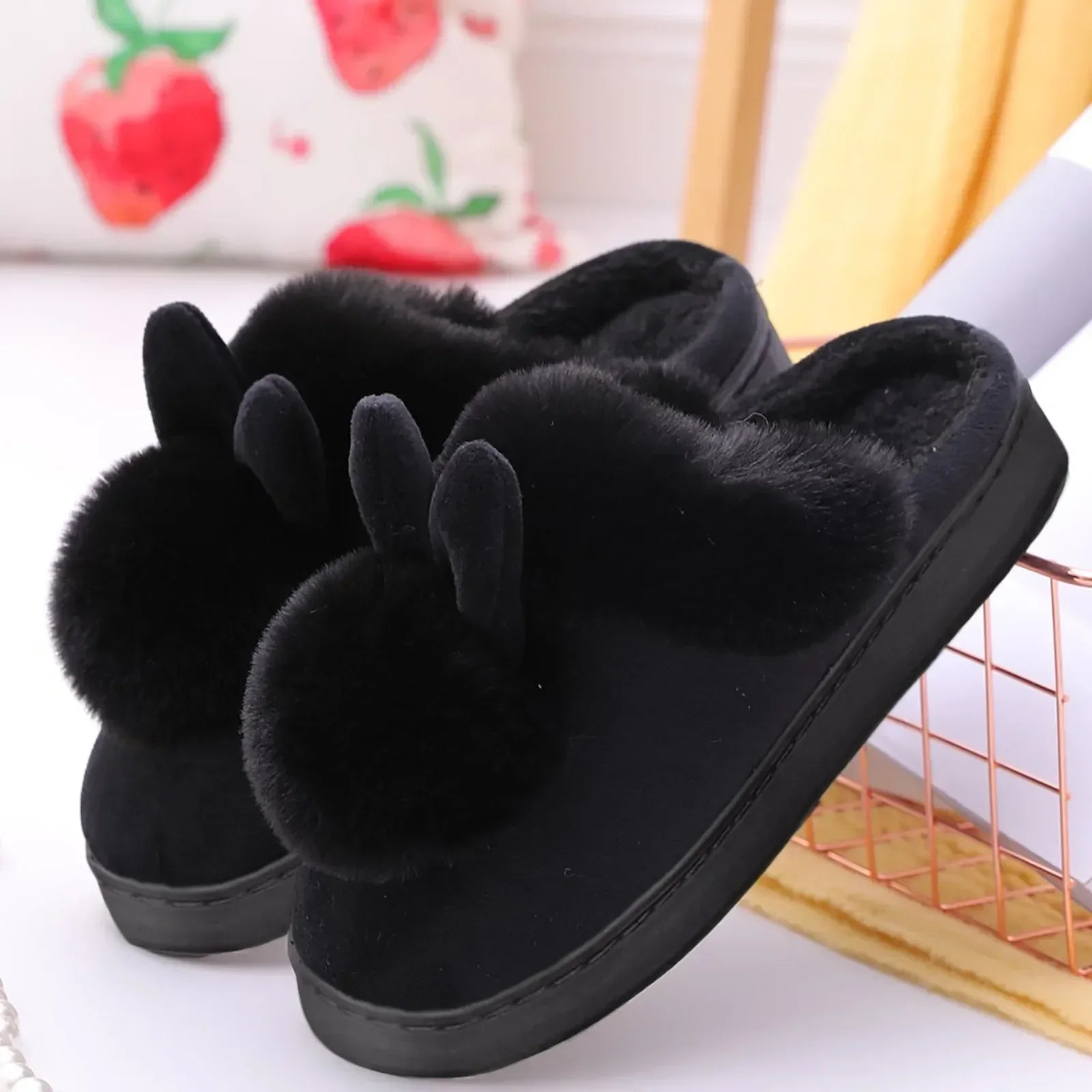 Plush Bunny Slippers - Luxury Plush Slippers with Cute Bunny Ears for Home