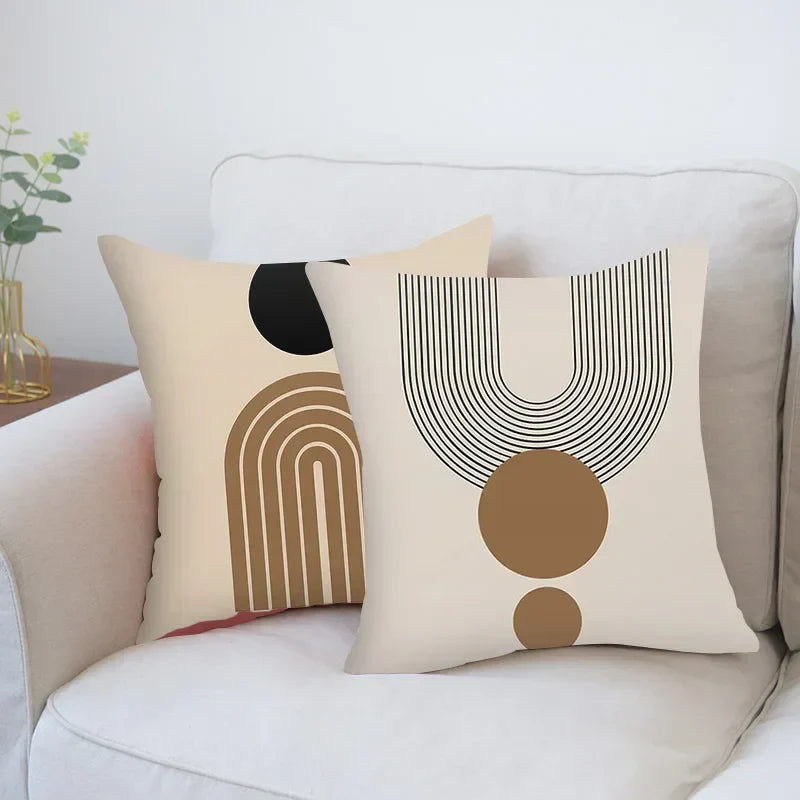 Aurum Cushion Cover - Modern Black and White Cushion Cover with Abstract Art Print