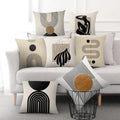 Aurum Cushion Cover - Modern Black-White Cushion Cover Whiteh Abstract Art Print