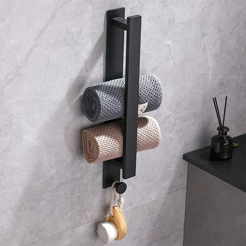 Modern Self-Adhesive Towel Rack - in Silver and Black