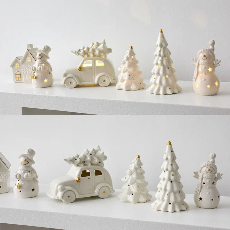 Magical Christmas Decoration - Light-Up Ceramic Snowman for Festive Decor