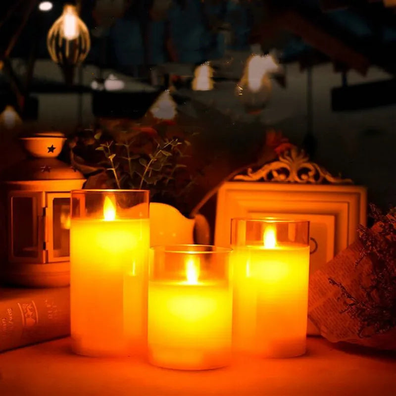 SafeGlow LED Candle Set - Elegant Cordless Rechargeable Candle Set of 3