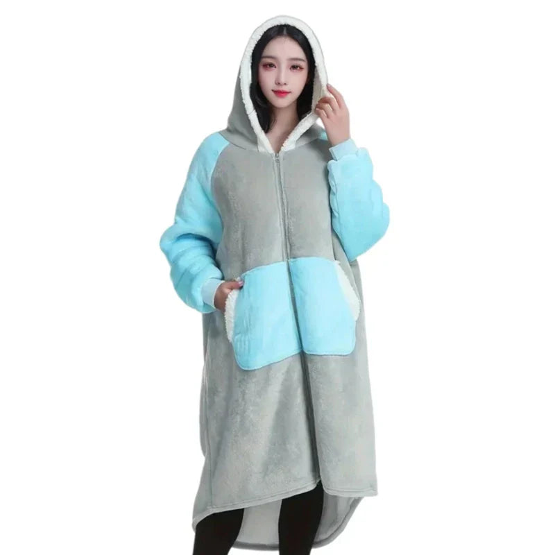 PlaidCozy Hoodie - Luxurious Oversized Fleece with Zipper
