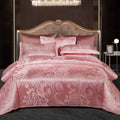 Luxury Satin Rayon Jacquard Duvet Cover in Gold & Blue