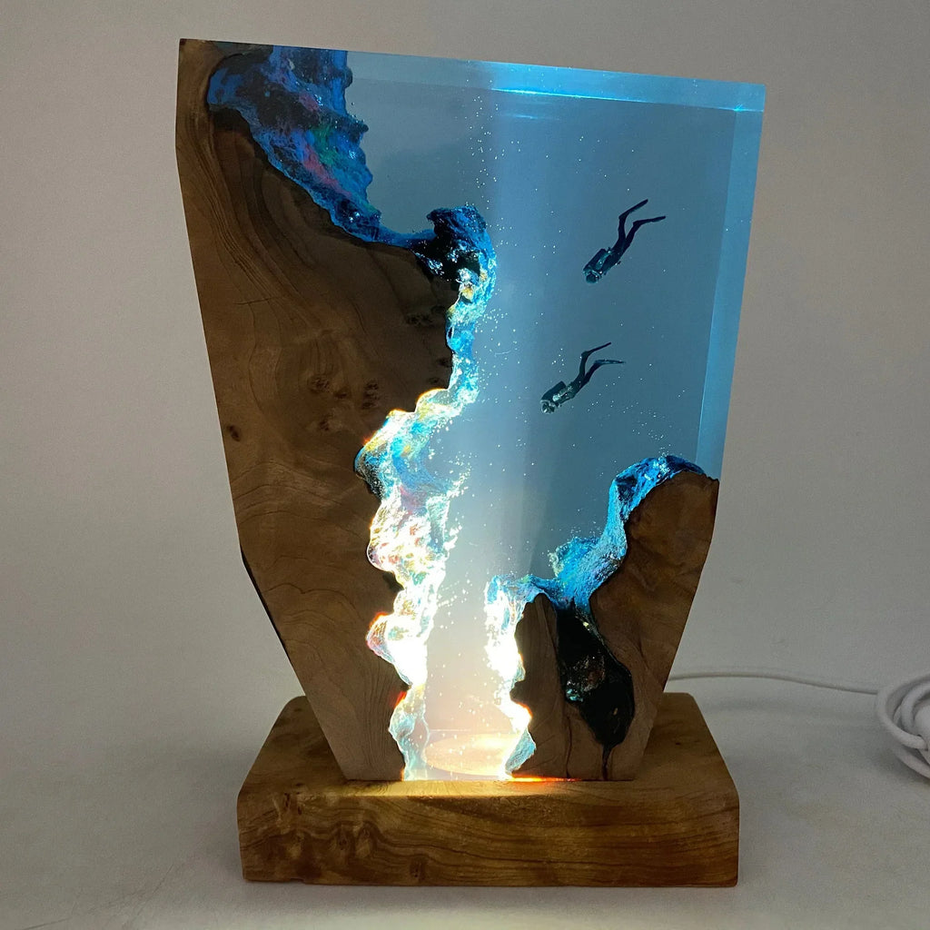 OceanGlow Luxe Illuminating Table Lamp – Serene Epoxy Resin with USB Charging