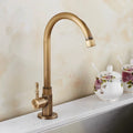 Gooseneck Kitchen Faucet - Timeless Antique Brass Kitchen Faucet with Gooseneck Design