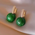 Elegante Groene Gouden Pareloorbellen - Alina Collection