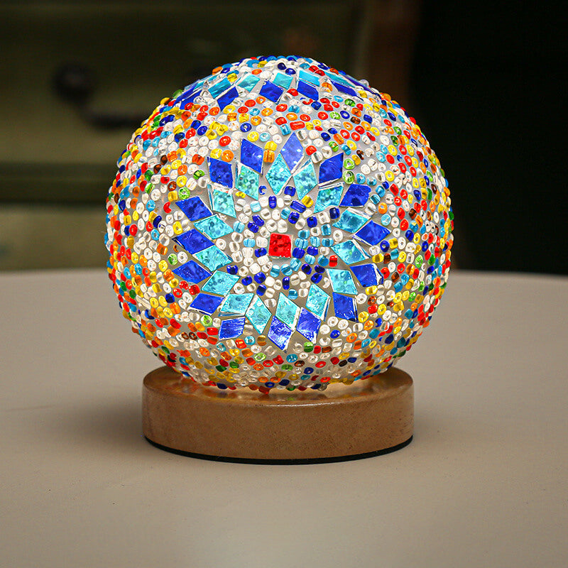 BohoCharm - Modern USB Table Lamp with Wood and Glass