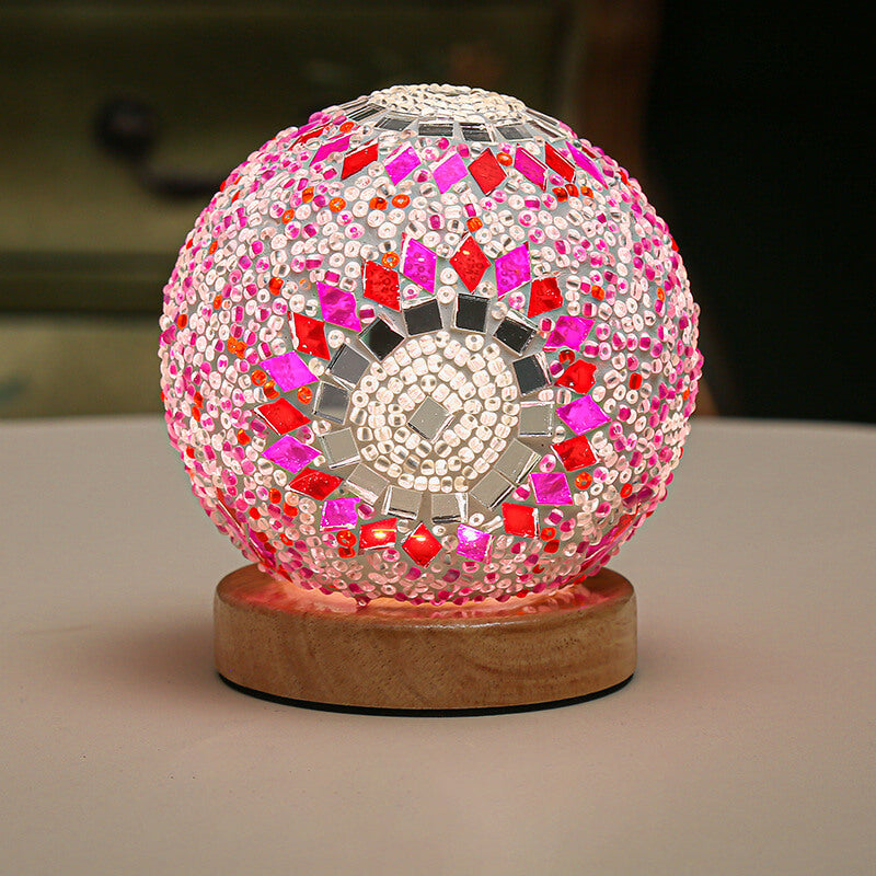 BohoCharm - Modern USB Table Lamp with Wood and Glass