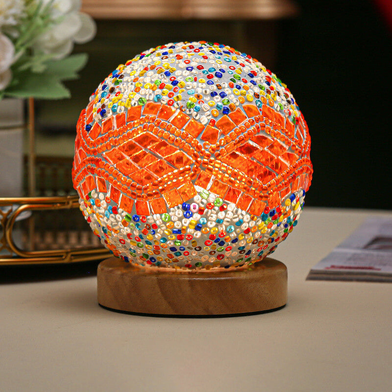 BohoCharm - Modern USB Table Lamp with Wood and Glass