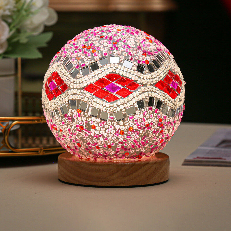 BohoCharm - Modern USB Table Lamp with Wood and Glass
